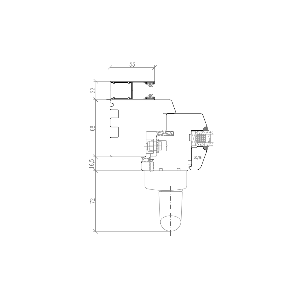 IV 68 Holz PSK mit Vorbaurollladenschioene Horizontalschnitt