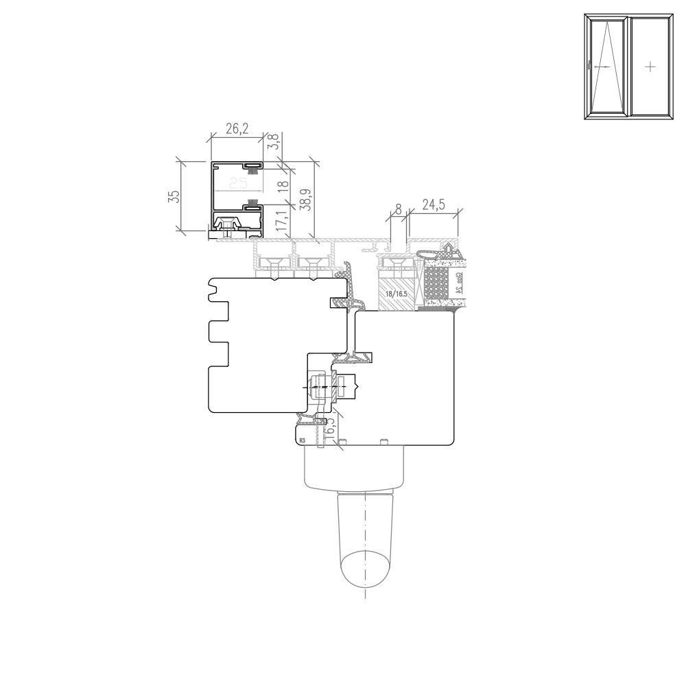 Plano PSK Rollladenführungsschiene Altbau