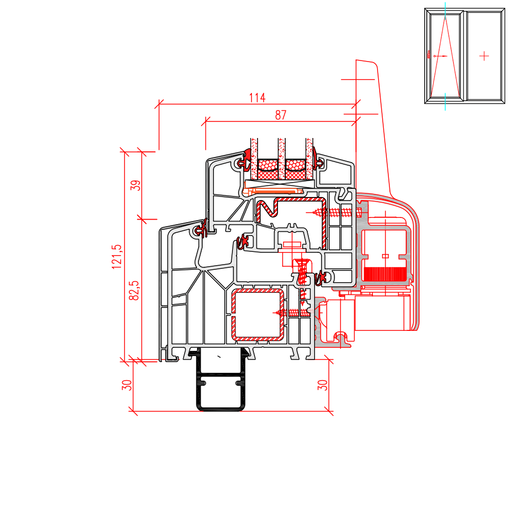 Twinset 8000 PSK Bankanschlußprofil Neubau 30mm