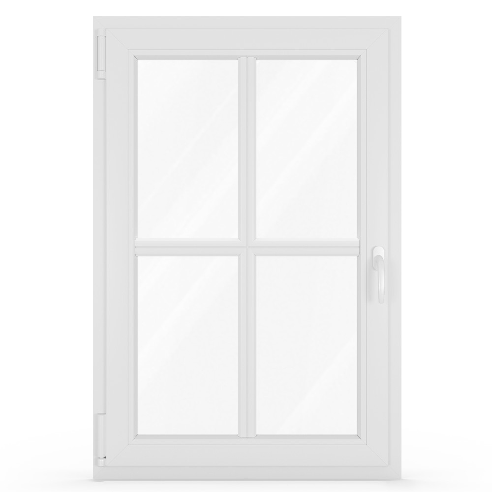 Kunststofffenster Holzoptik mit Sprossen Innenansicht Weiß