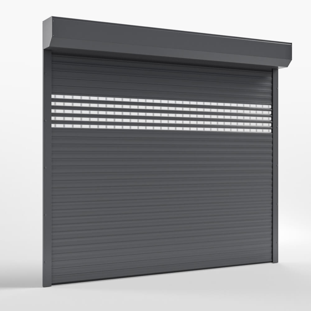 Rolltor Comfort in Anthrazit mit Acrylglas