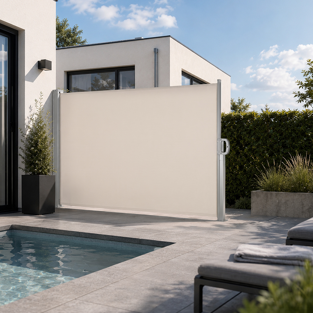 Seitenmarkise neben Pool Seitenmarkise neben Pool