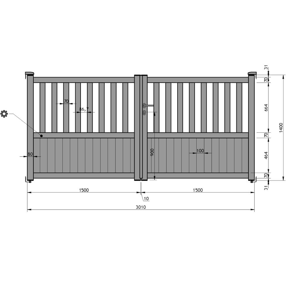 Doppeltor: 3010 x 1400 mm