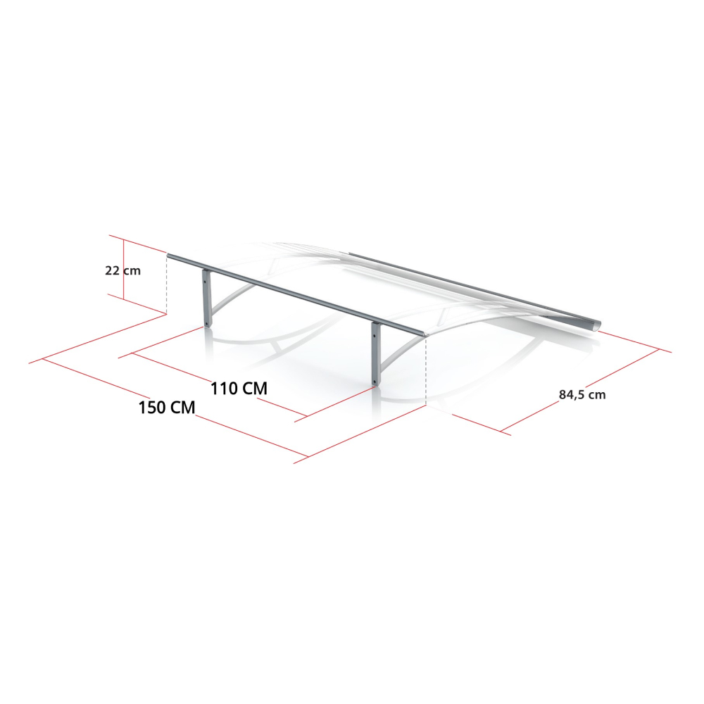Vordach Leipzig Maße – 150 cm Breite