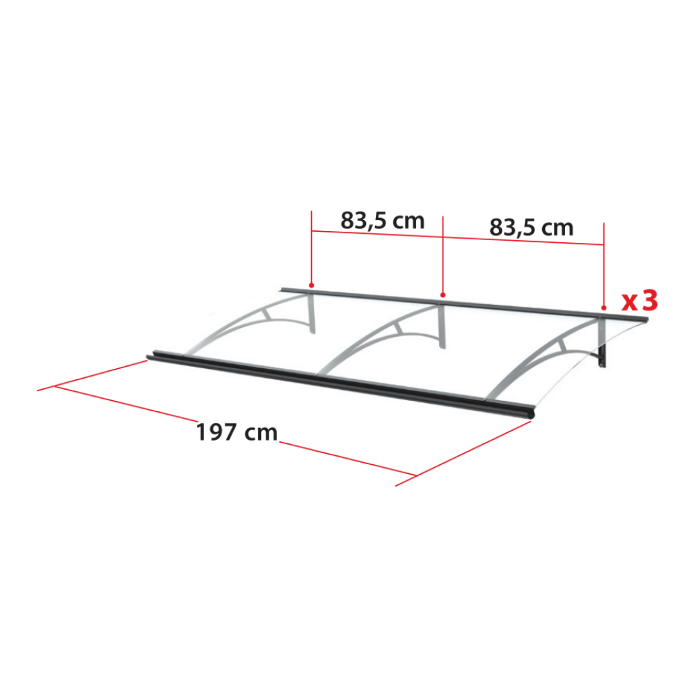 Vordach Leipzig Maße – 197 cm Breite