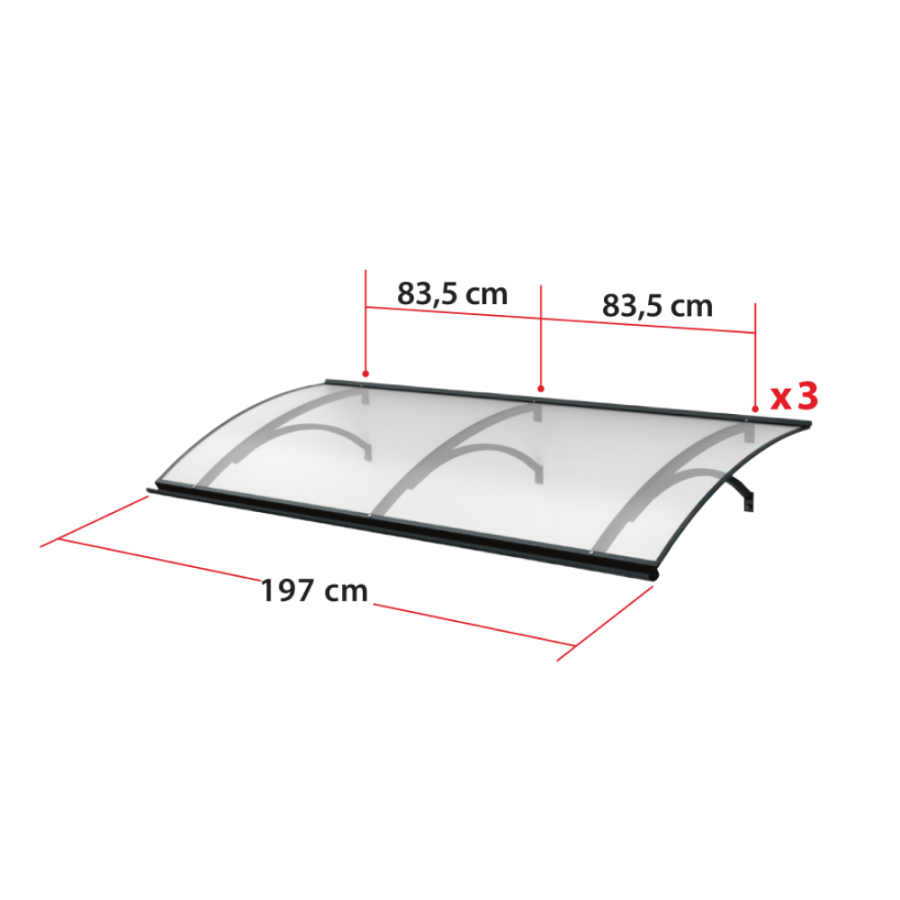 Vordach München Maße – 197 cm Breite