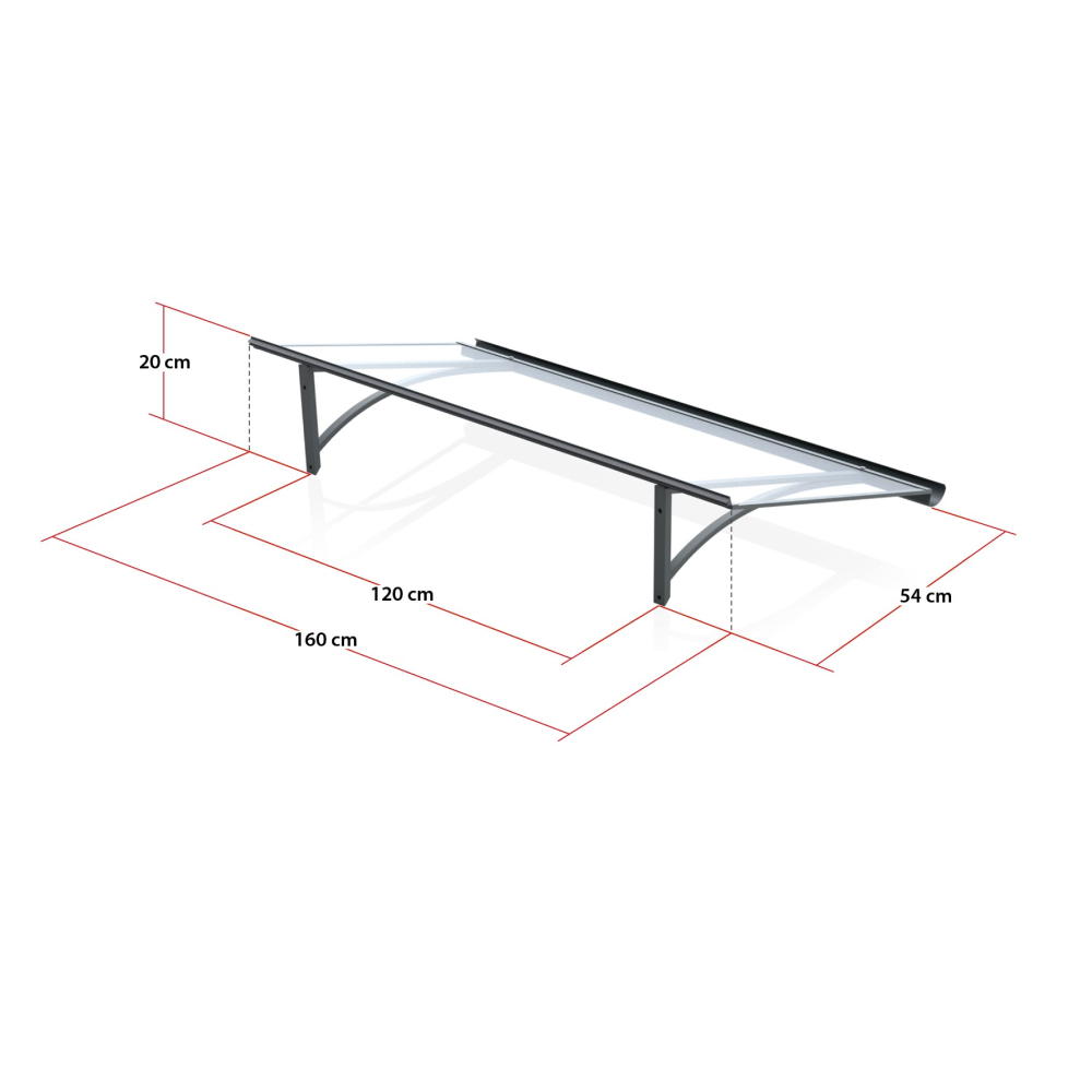Vordach Hamburg Maße – 120 cm Breite