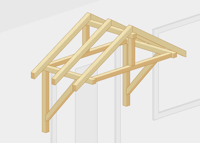 Sattelvordach Konstruktion Holz