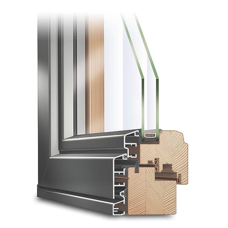 Balkontür Holz-Alu IDEALU Trendline IV 68 halbflächenversetzt