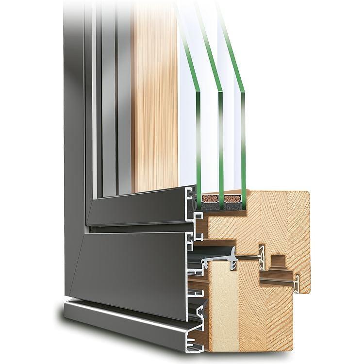Holz-Alu Fenster Profilschnitt ECO Plano