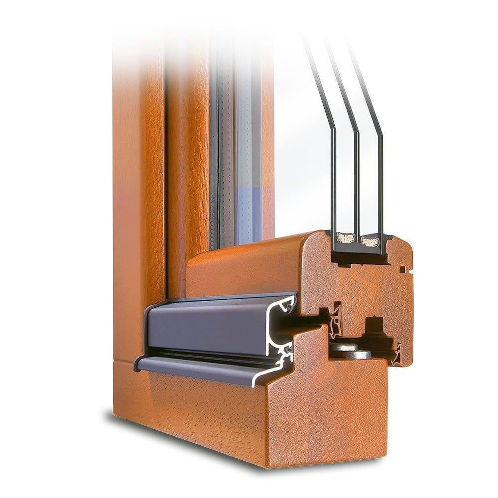 Standard-Ausführung Classic IV 68 Dreh-Kipp-Holzfenster Profilecke in Meranti Teak