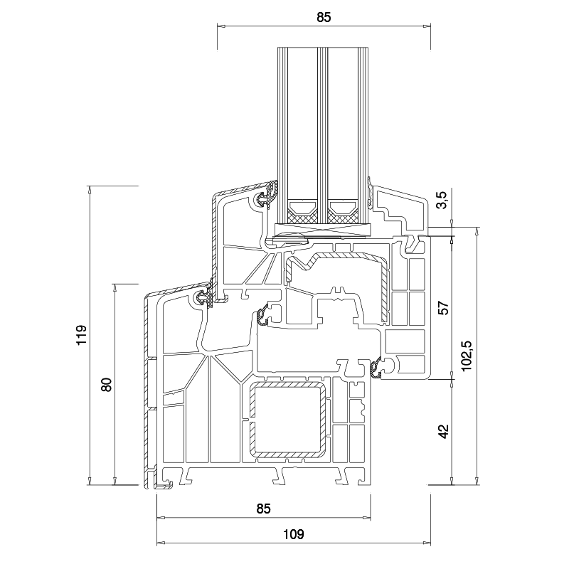 TwinSet 8000 - Profilschnitt